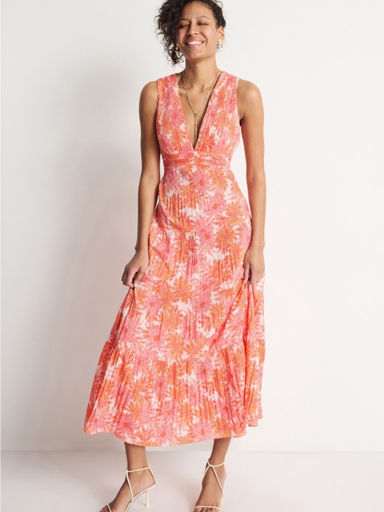 10 Crosby Derek Lam Dresses & Skirts - 10 Crosby Derek Lam Pink and Orange Floral Deep V Maxi Dress